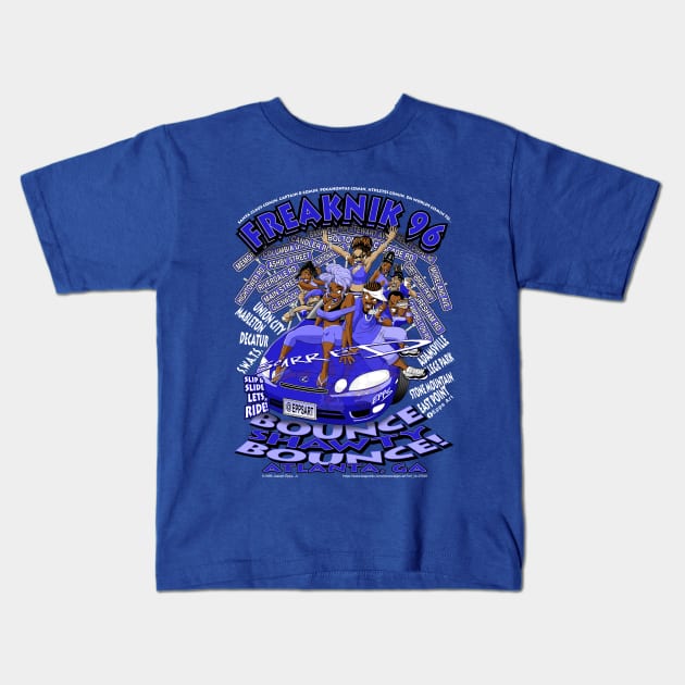 Freaknik 1996 Bounce Shawty Bounce! Blue Colorway Kids T-Shirt by Epps Art